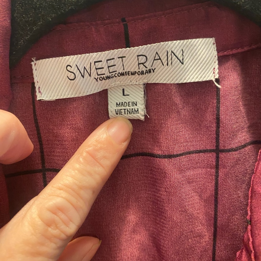 Sweet Rain Maroon Plaid Top Size Large - Picture 6 of 7